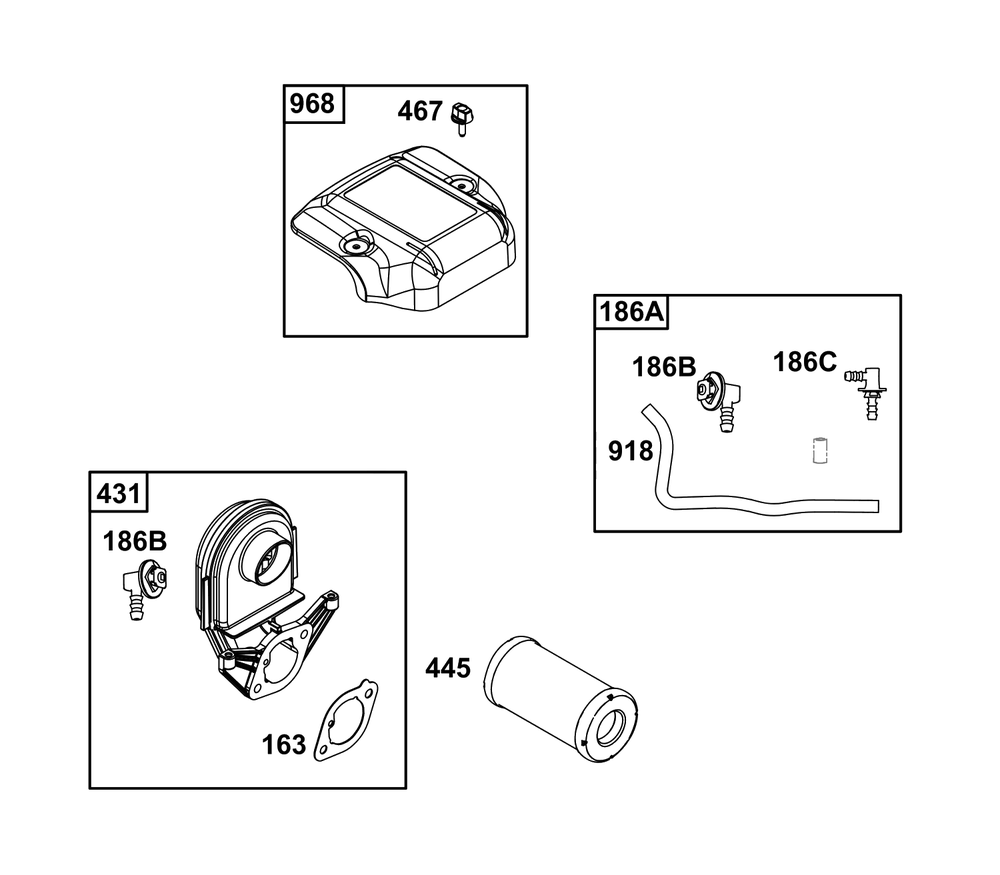 Air Cleaner Group Diagram and Parts List for 44N677-0079-G1  Briggs and Stratton Engine